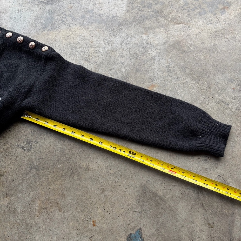 Balmain Black Crewneck Logo Sweater with Buttons - Picture 9 of 9